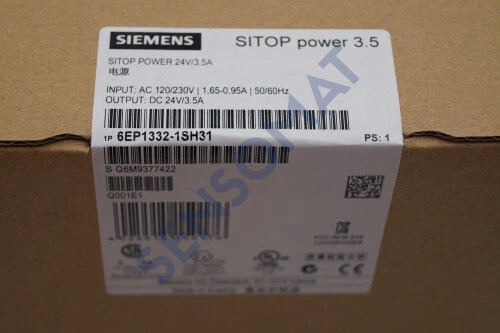 Siemens SITOP POWER 3.5 6EP1332-1SH31 modeli 24V 3.5A çıkışlı, DIN ray montajlı, kompakt endüstriyel güç kaynağıdır. İstanbul, Bursa, Kocaeli, Ankara, İzmir gibi şehirlerde stoktan temin edilir.